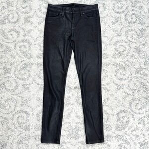 Joe's Jeans Black Coated Waxed Jeans‎ Size 25 Skinny Ankle Mid Rise